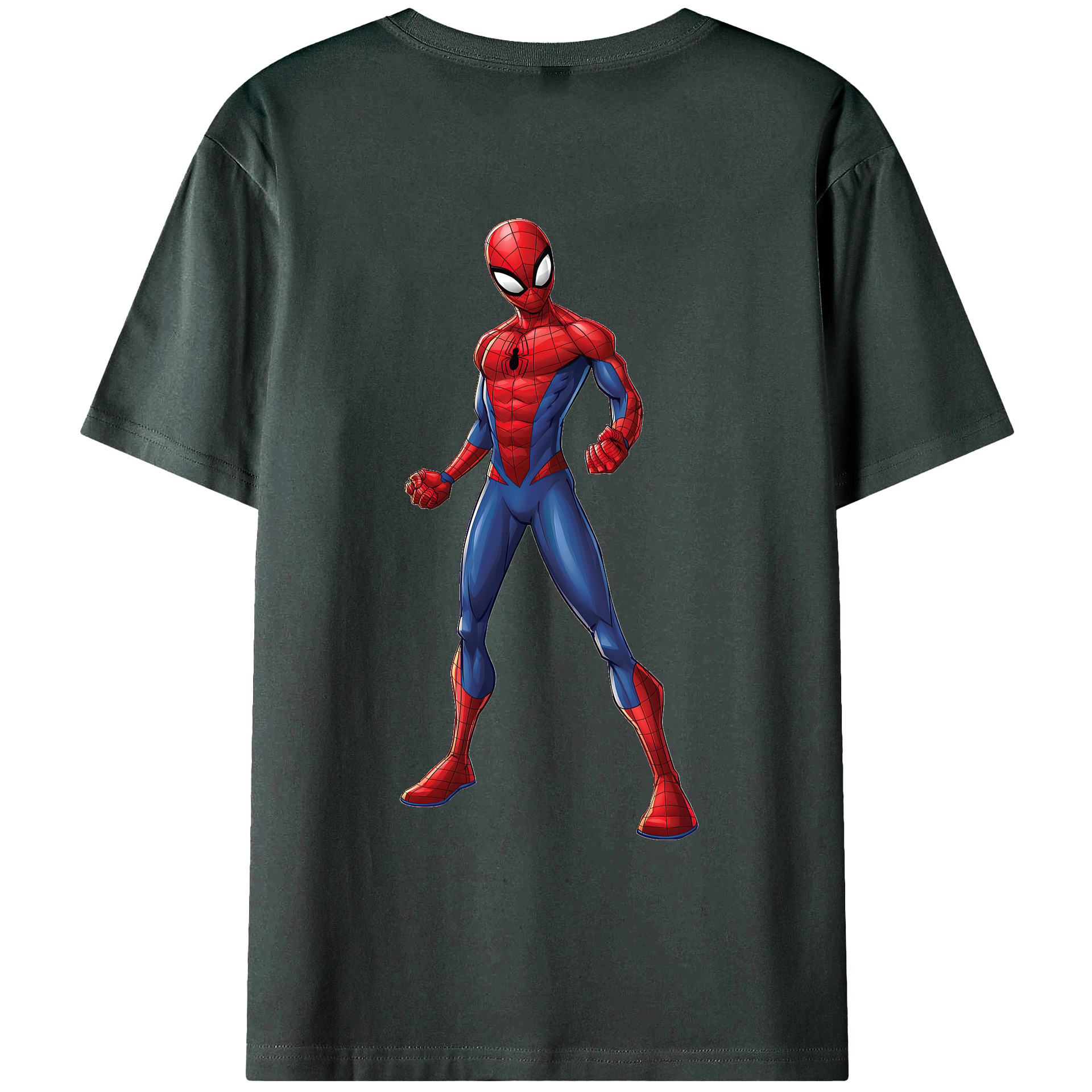 （画像用） Spider Man スパイダーマン 綿100％ メンズ半袖Tシャツ（バックプリント） 通気性